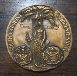 South Carolina Tricentennial - 3" Bronze Medal - Medallic Art Company NY - Picture 1 of 2