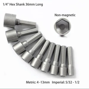4-13mm Stecknuss Bit Nuss Steckschlüssel 1/4" Akkuschrauber Sechskant 36mm Lang - Picture 1 of 7