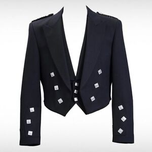 Men Scottish Prince Charlie Kilt Traditional Wedding Jacket Waistcoat/Vest