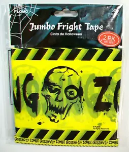 Nuevo paquete de 2 cintas Jumbo Fright, decoración de fiesta Zombie Crossing 50 pies cada una - Imagen 1 de 2