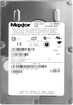 Hard Drive Dell 0R4780 R4780 73GB 10000U/Min 8MB SCSI U320 8D073J0 3.5'' Inch - Image 1 of 3