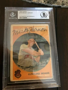 Firmado Auto'd 1959 Topps #115 Mickey Vernon Indians Beckett Losa Automático - Imagen 1 de 1