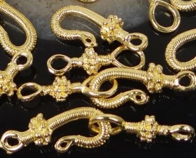16 pcs / 8 pair Gold Plated Pewter Hook Clasps  - Image 1 of 3
