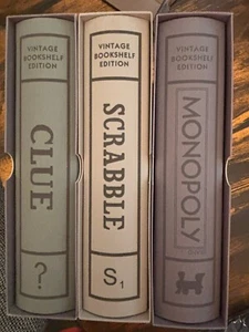 Scrabble, Monopoly, and Clue Vintage Board Game Bookshelf Collection New In Box - Picture 1 of 6