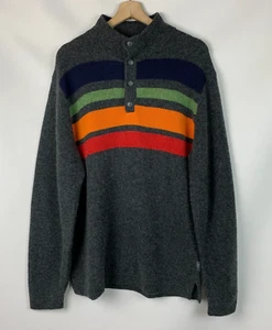 Woolrich Polo Sweater Charcoal Lambs Wool Blend Pullover Mock 4-Snaps Size M - Picture 1 of 9