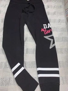 Justice Sz 8 Pink Black Dance Legging Sweatpants Guc - Picture 1 of 5