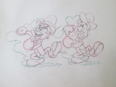 Disney Nifty Nineties 1941 Ward Kimball Fred Moore Cel Dibujo Foto 1 de 2