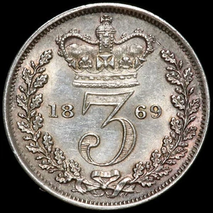 Victoria, 1837-1901. Threepence, 1869. Selten. - Bild 1 von 3