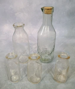 VTG Clear Milk Bottles Different Size Lot Of 5 PC Rowan Dairy The Milk Protector - Picture 1 of 17
