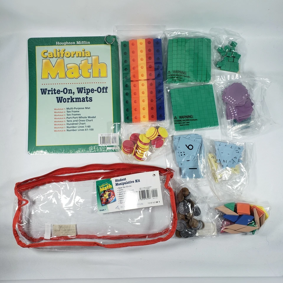 GRADE LEVEL 1 STUDENT MATH MANIPULATIVE KIT AND WORKMATS EDUCATIONAL LEARNING - Image 1 of 4