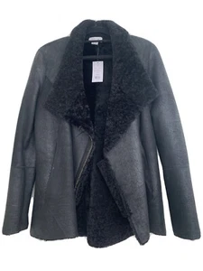 NWT Helmut Lang Black Shearling Jacket P S - Picture 1 of 7