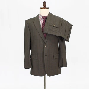 Jos. A. Bank 42R 35x29 Brown Full Suit Check 2B Wool - Picture 1 of 15