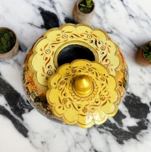 Rare Antique Camel Bone Opium Box Handpainted Indian Vintage Accessories Storage - Picture 1 of 13