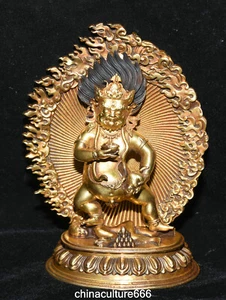Purple Bronze 24K Gold Buddhism Black Jambhala Mammon Wealth God Buddha Statue - Picture 1 of 11