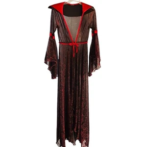 Sexy Witch Vampire Robe Womens S/M Black Red Angel Sleeve Halloween Costume - Picture 1 of 5