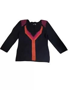 Vintage Bebe schwarzer Pullover mit mehrfarbigem Design, Größe S - Bild 1 von 6