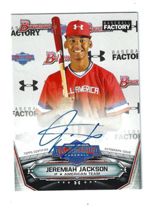 2017 Bowman Baseball Factory All-American Jeremiah Jackson Auto