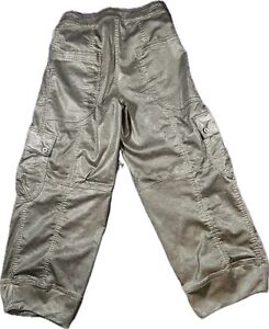 AlemBika Golden Baggy Cargo  Pants Women Size 27 Wide Leg Hex Honeycomb Y2K Rave