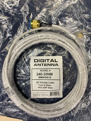 Digital Antenna Brand boat marine cable DA240 30' N Male to Mini UHF Male NEW! - Image 1 of 2