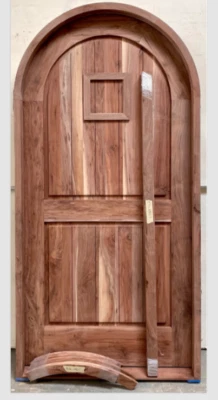 BLACK WALNUT lumber door solid wood storybook arch top in jamb frame prehung - Image 1 of 4