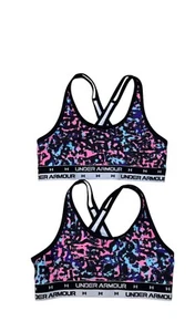 Girls Size Youth M Under Armour Crossback Printed Girls Sports Bra, Set Of 2 - Picture 1 of 3
