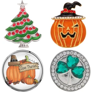 Snap Jewelry 4 Charm Set - Christmas, Halloween, Thanksgiving, St. Patrick's Day - Picture 1 of 13
