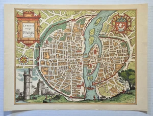 Antike Lutetia vulgo Paris Anno 1575 Karte, Ende 1800er Reproduktion, Lana gedruckt - Bild 1 von 3