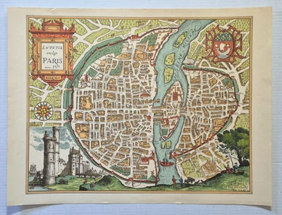 Antique Lutetia vulgo Paris Anno 1575 Map, Late 1800s Reproduction, Lana Printed - Image 1 of 3