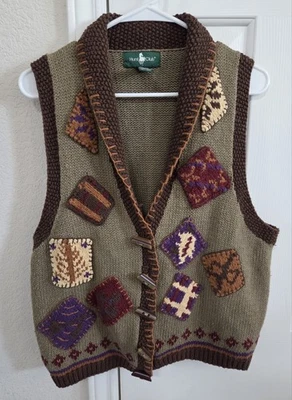 Chaleco Suéter Tejido Club Caza De Colección Para Mujer L Grande Abotonada Abuela Y2K Preppy Foto 1 de 3