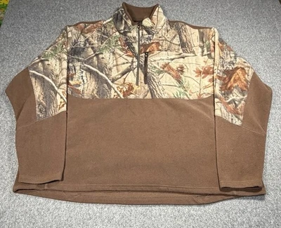 Game Winner Men’s 3XL Camo Quarter Zip Fleece Pullover Brown Realtree Style - Image 1 of 4