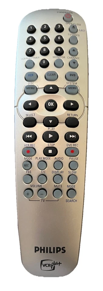 PHILIPS NA724UD DVD VCR COMBO RECORDER REMOTE CONTROL DVDR600 DVDR600VR/37 OEM - Image 1 of 1