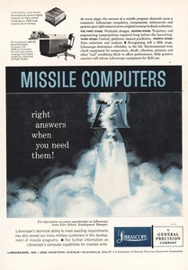 1959 Librascope: Missile Computers Vintage Print Ad - Picture 1 of 1