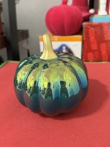 Iridescent Blue/Green Pumpkin Decor - Picture 1 of 4