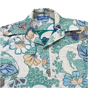 Ocean Pacific OP Reverse Print Floral Hawaiian Shirt Size Medium Vintage Rare - Picture 1 of 13