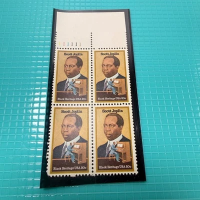 1983 Scott Joplin Black Heritage Block Of 4 20c Postage Stamps, Sc#2044, MNH, OG - Image 1 of 3