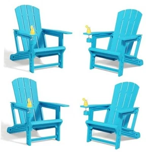 Adirondack Chairs Set of 4,Adirondack Chair with Cup 4 packs Sky Blue - Picture 1 of 8