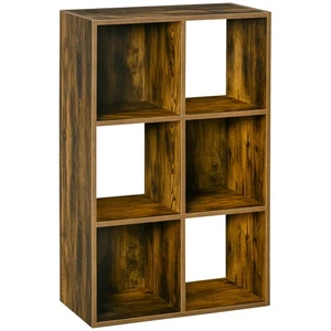 HOMCOM Industrial Style Storage Shelf, Bookcase, Bookshelf, Rustic Brown - Picture 1 of 12
