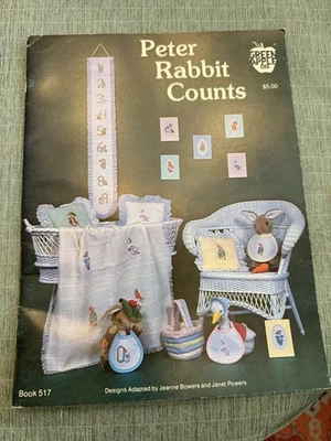 Peter Rabbit Counts Cross Stitch Pattern Booklet Green Apple Co #517 From 1981 - Image 1 of 4