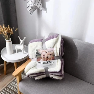 NEW DOUBLE SHERPA FLEECE BLANKET TRAVEL THROW SOFA BED WARM COSY EXTRA LARGE - Picture 1 of 13