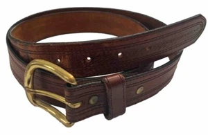 Cinturón Leegin Para Hombre Informal Cuero Torolado Hebilla de Latón Marrón De Colección Talla 39 40 - Imagen 1 de 13