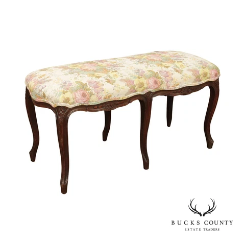 French Louis XV Style Antique 6 Leg Window Bench Cover