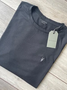 ALL SAINTS JET BLACK "NIC TONIC" S/S CREW LOGO T-SHIRT TOP XS S M L XL XXL NEW - Picture 1 of 9