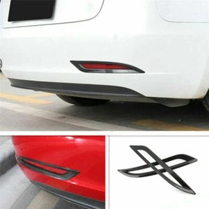 Carbon Fiber 2PCS Rear Fog Lamp Light Cover Trim For Tesla Model 3 2017-2021 - Picture 1 of 8
