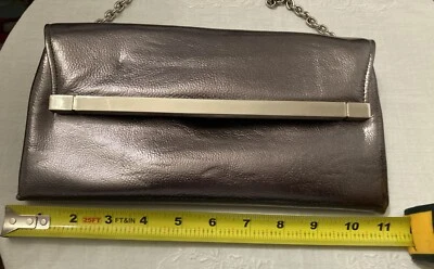 Ivanka Trump 11" Metallic Silver Purse with Chain & Metallic Snap Closure - Image 1 of 4