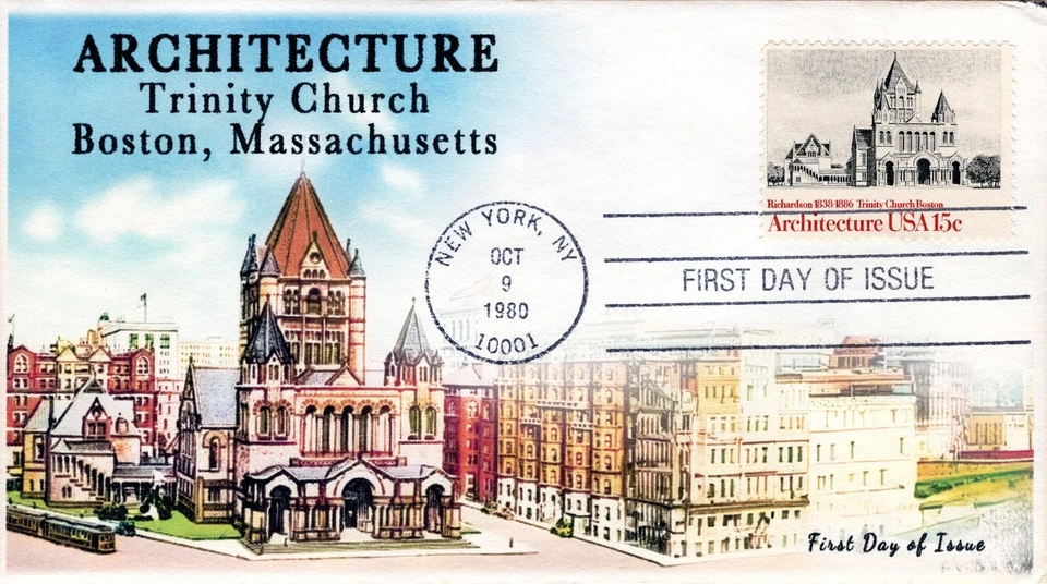 AO-1839, 1980Architecture, Add-on Cachet, First Day Cover, Standard Postmark, Tr - Image 1 of 1