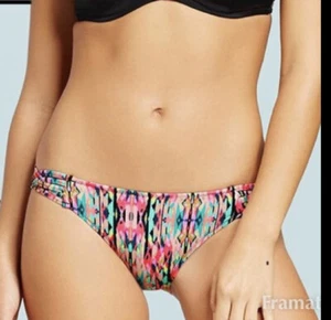 NEU SHADOW & SHORE DAMEN GR. S BIKINIHOSE MEHRFARBIG BEDRUCKT SCHWIMMEN E - Bild 1 von 3