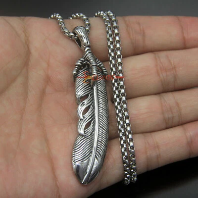 Collar Colgante Retro Acero Inoxidable Garra Pluma Águila Cadena Hombre Mujer Foto 1 de 4