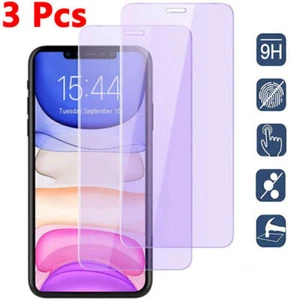 3 Pcs Screen Protector For iPhone 13 12 mini 11 Pro X XR XS Max Anti-Blue Light - Photo 1/21