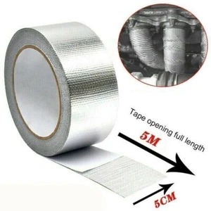 Exhaust manifold titanium heat wrap adhesive tape thermo wrap silver - Picture 1 of 9