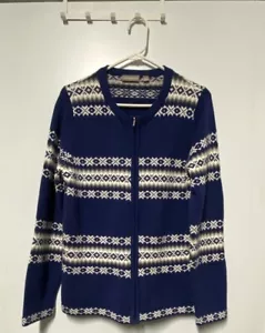 Croft & Barrow Women's Nordic Snowflake Sweater Jacket Size L Zipper Closure - Picture 1 of 7
